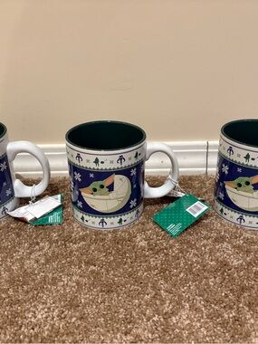 Star Wars The Mandalorian Grogu The Child Ceramic 20 Ounce Mugs - Lot of 3